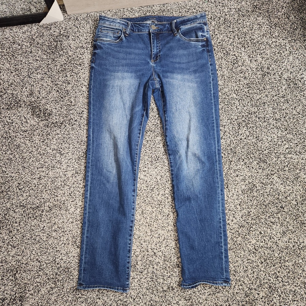 Kut From The Kloth Boyfriend Mid Rise Jeans Darkwash Faded Front Women's Sz 10